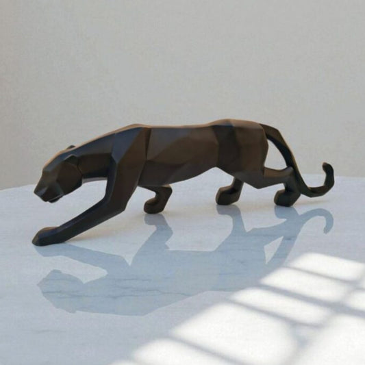 Geometric Panther: Modern Faceted Sculpture