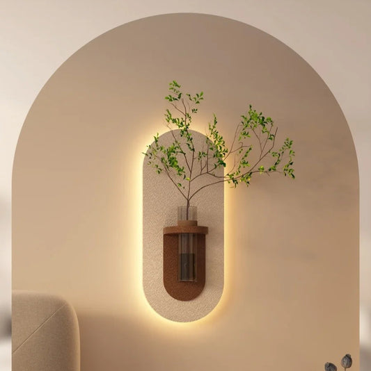 Ethereal Bloom - Modern Illuminated Wall Art with Integrated Vase