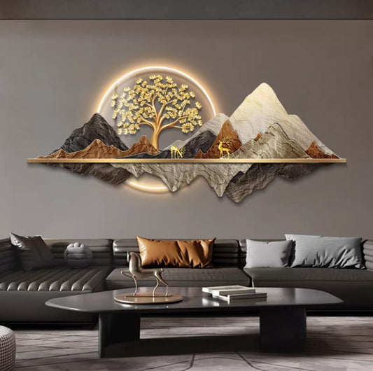 Lunar Forest & Deer 3D LED Wall Sculpture