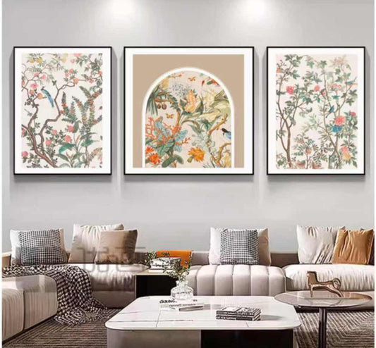 "Enchanted Garden" Botanical Framed Wall Art Set