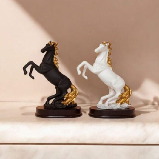 Elegant Steeds: A Pair of Rearing Horse Figurines