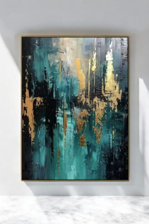 Emerald Glow 3D Textured Handcrafted Landscape Painting