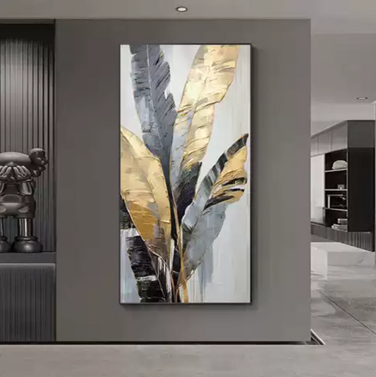 Gilded Palms - 3D Textured Handcrafted Tropical Leaf Wall Art