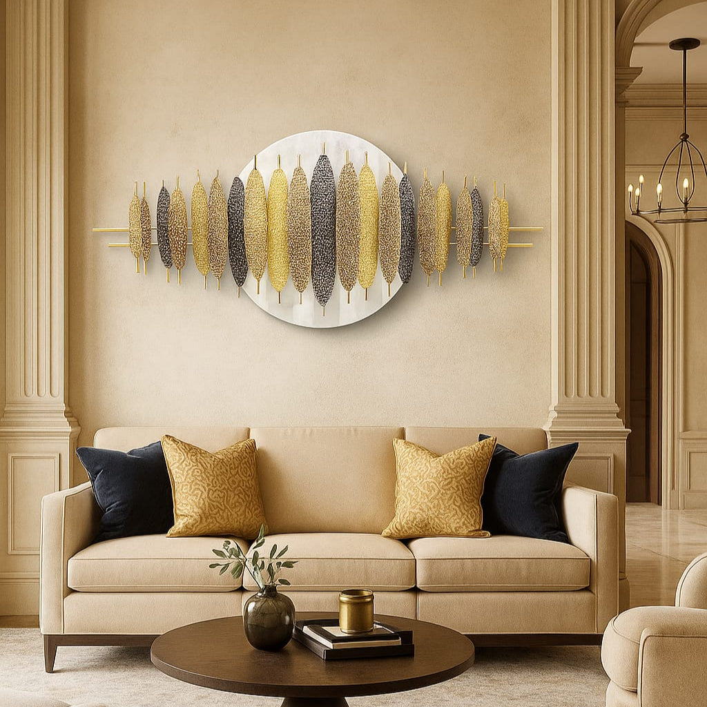 Golden Leaf Symphony: Metallic Wall Art