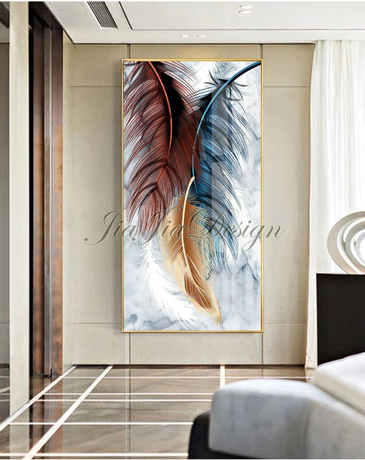 Ethereal Plumes - Multi-Feather Abstract Wall Art