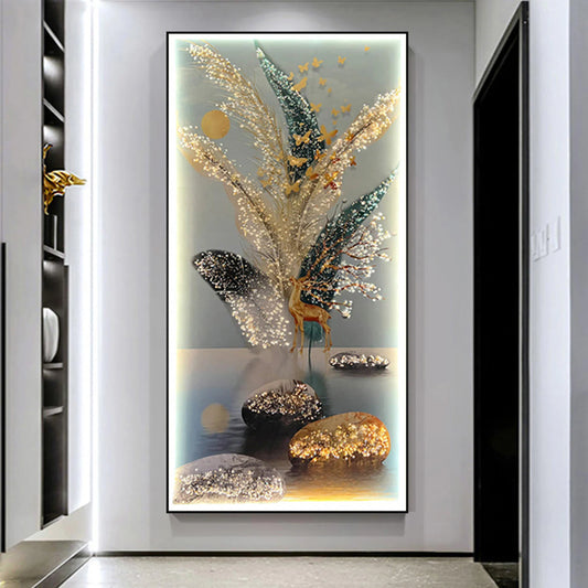 "Golden Harvest" Illuminated Crystal Wall Art for Luxurious Interiors
