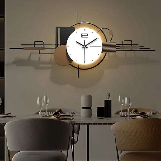 Illuminated Geometric Wall Clock - Modern Abstract Timepiece