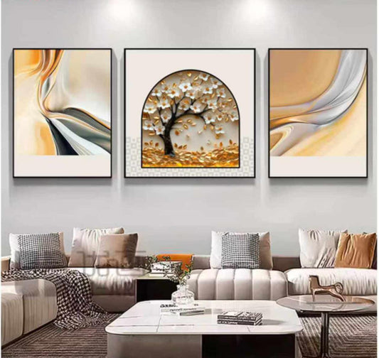 "Harmony in Bloom" Abstract & Textured Wall Art Set