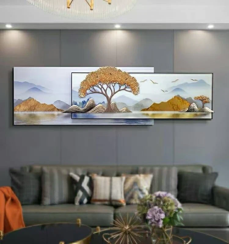 Handcrafted Teak Lotus Lantern Wall Art