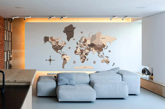 Wooden 3D World Map Wall Art for a Global Decor Statement