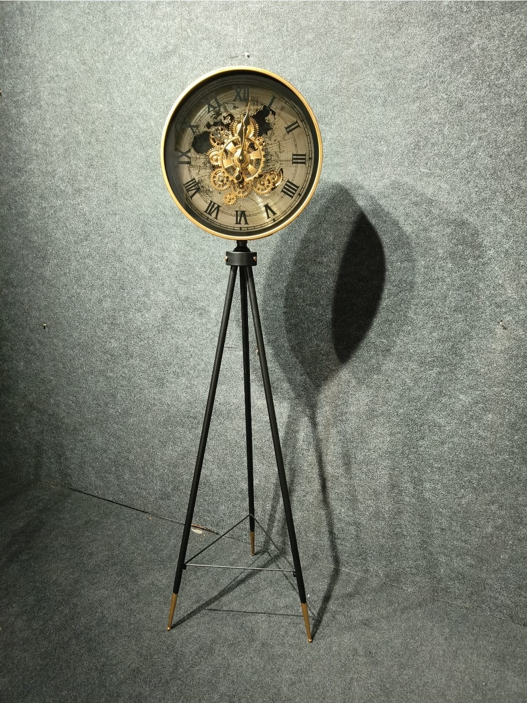 "Vintage Grandeur" Tripod Floor Clock with Exposed Gears