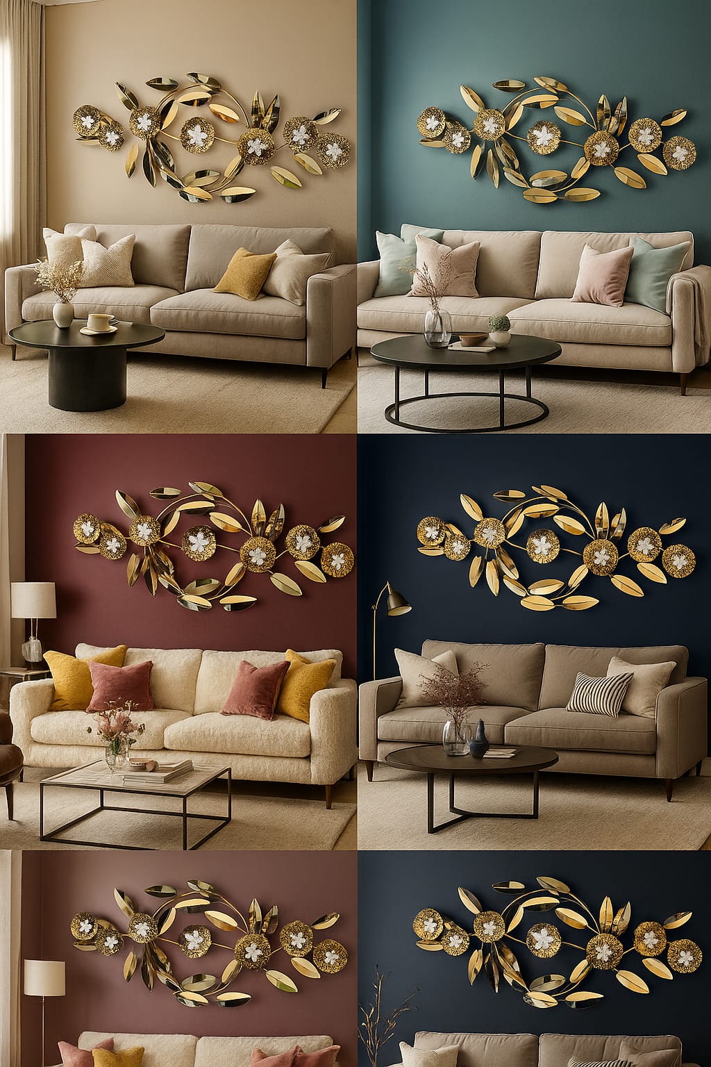 Golden Blossom Cascade: Metallic Wall Art