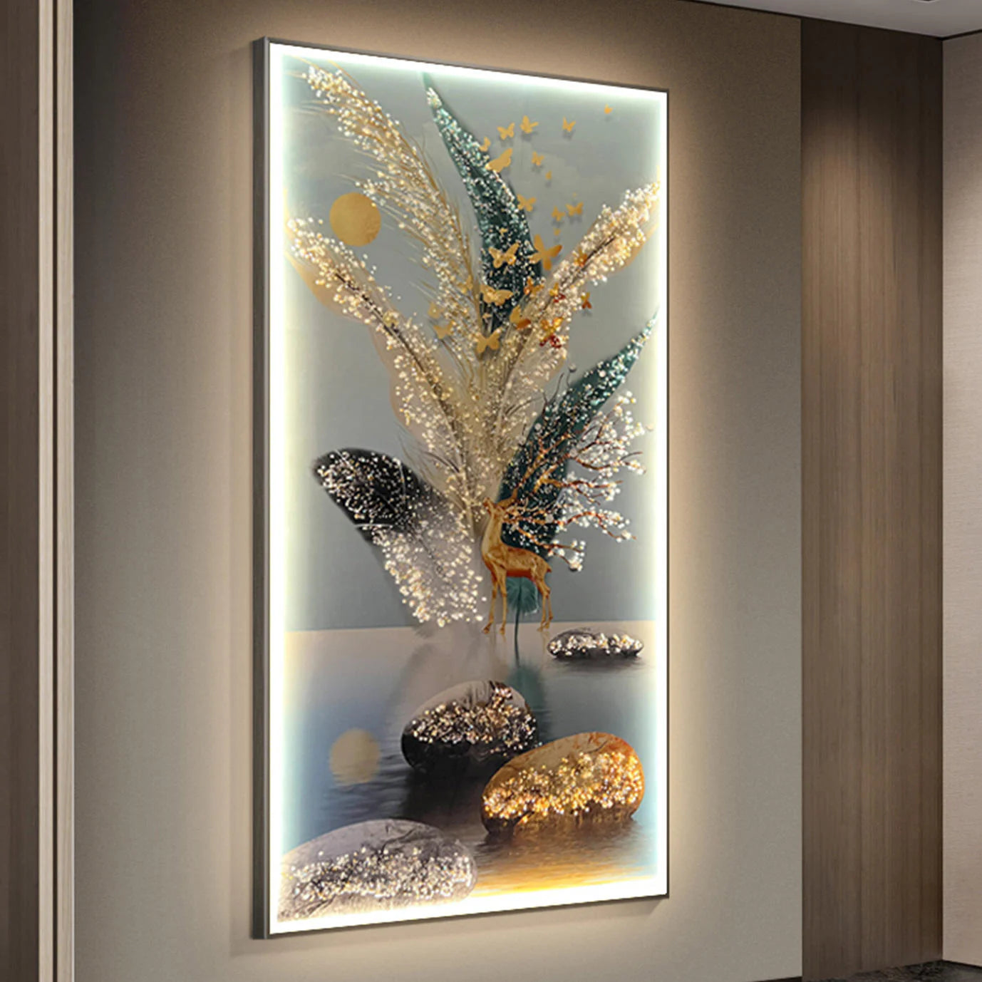 "Golden Harvest" Illuminated Crystal Wall Art for Luxurious Interiors