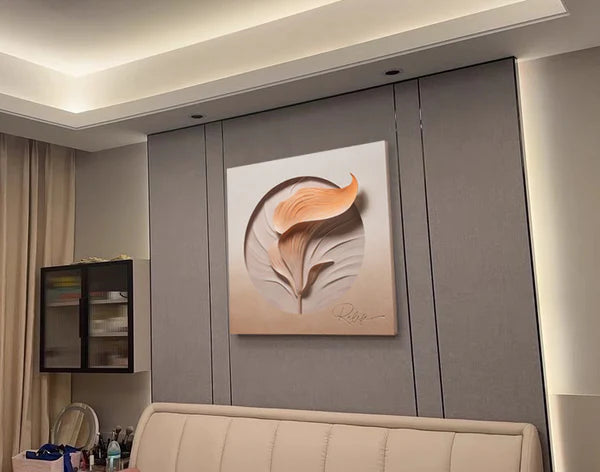 "Radiant Bloom" 3D Textured Floral Wall Art with Integrated LED Light