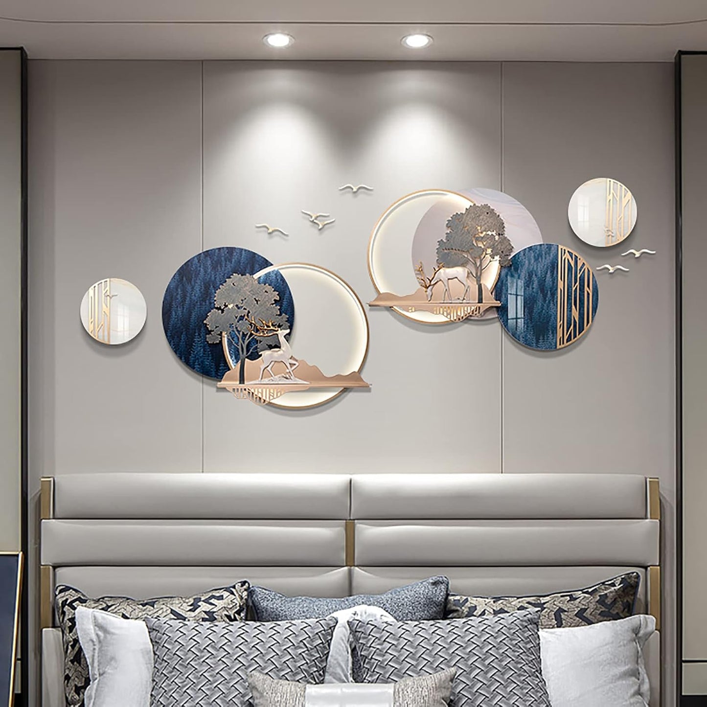 Recycled Aluminum Hexagon Mosaic Wall Art with LED Outline