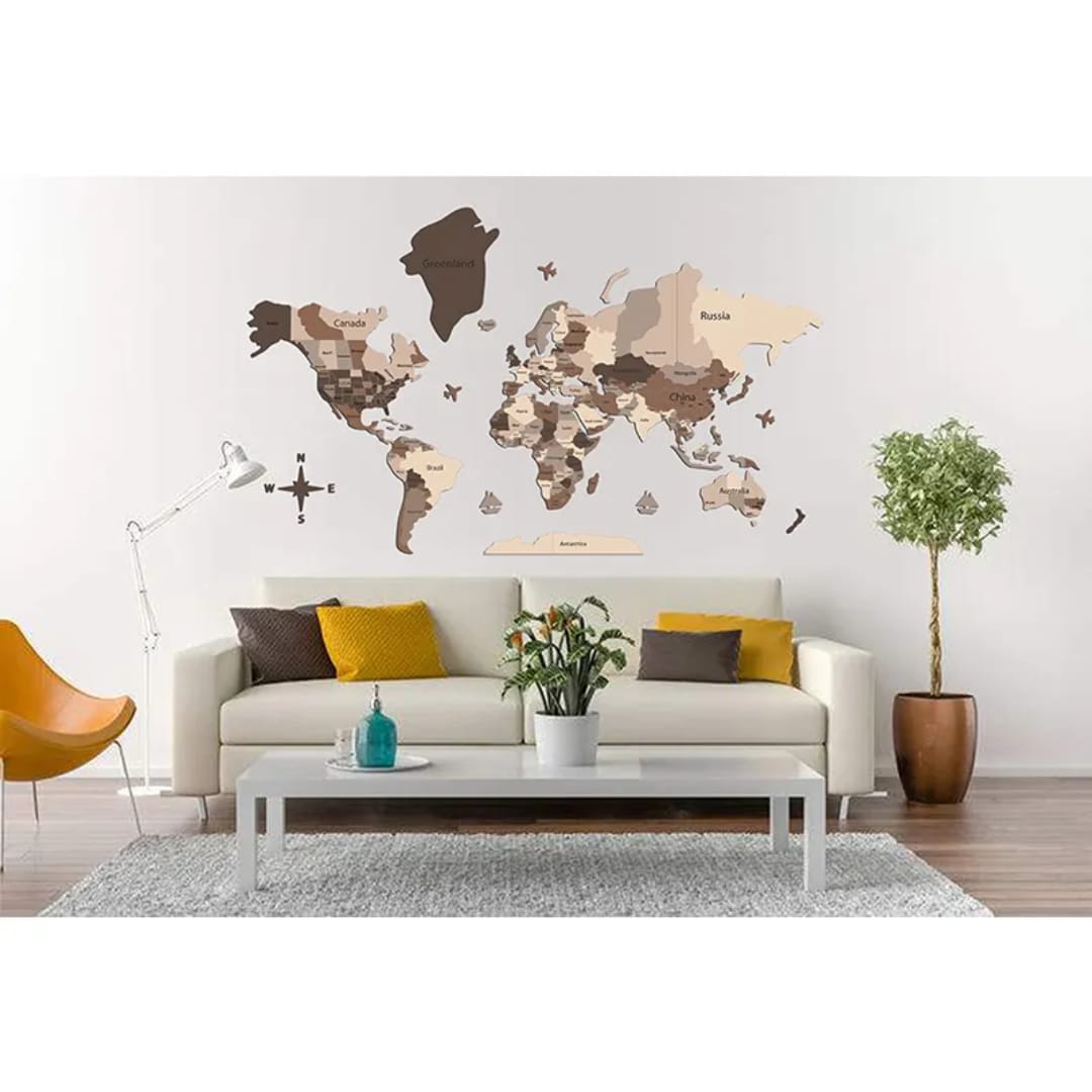 Wooden 3D World Map Wall Art for a Global Decor Statement