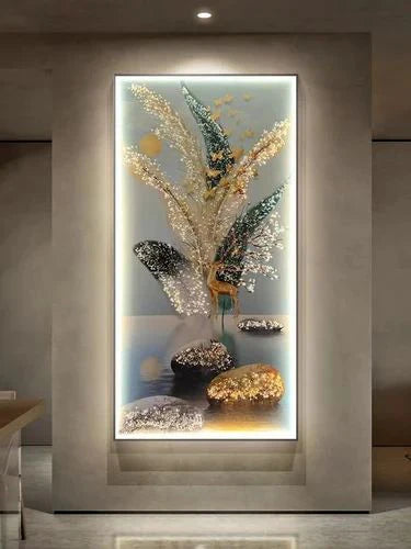 "Golden Harvest" Illuminated Crystal Wall Art for Luxurious Interiors