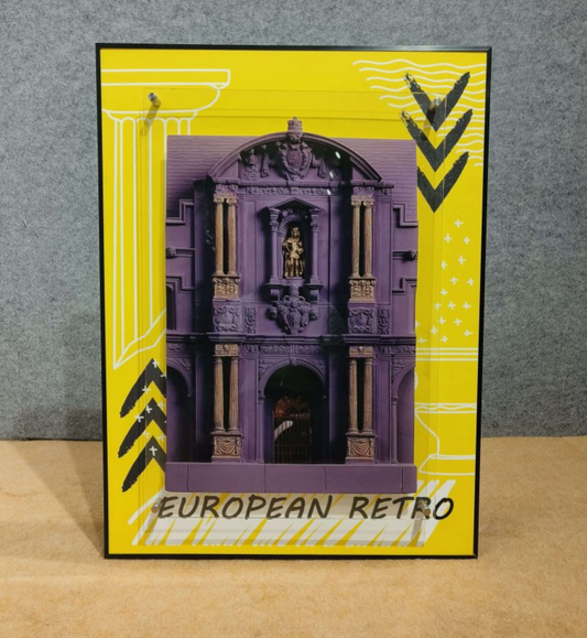 European Retro Facade: Vibrant Architectural Luxury Wall Art