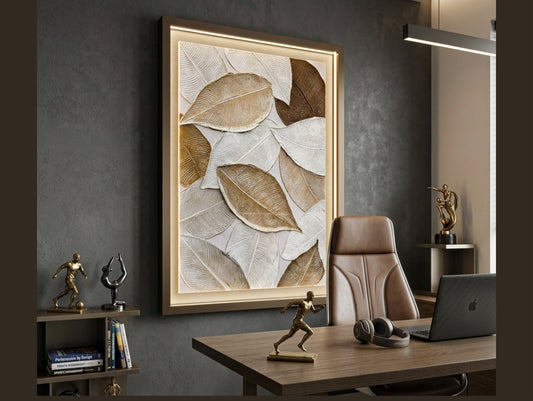 Gilded Foliage – 3D Textured Golden Leaf Wall Art