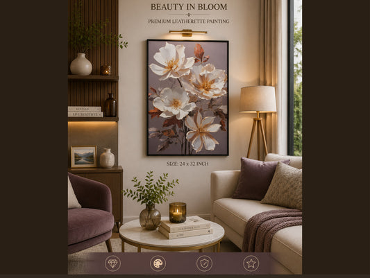 Rose Reverie – Leatherette Gold-Foil Floral Wall Art