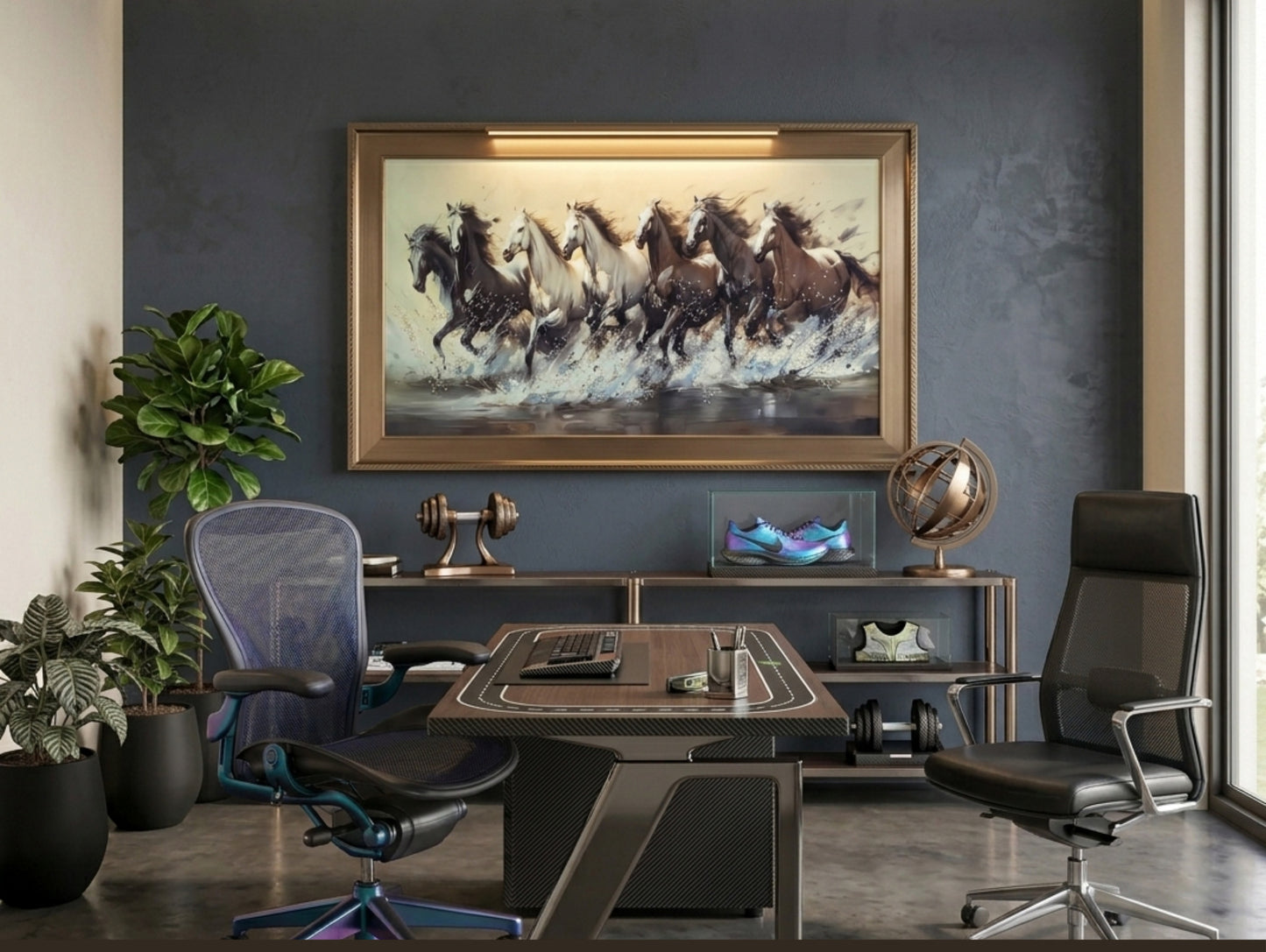 Aqua Stallions – Seven Horses Crystal Wall Art