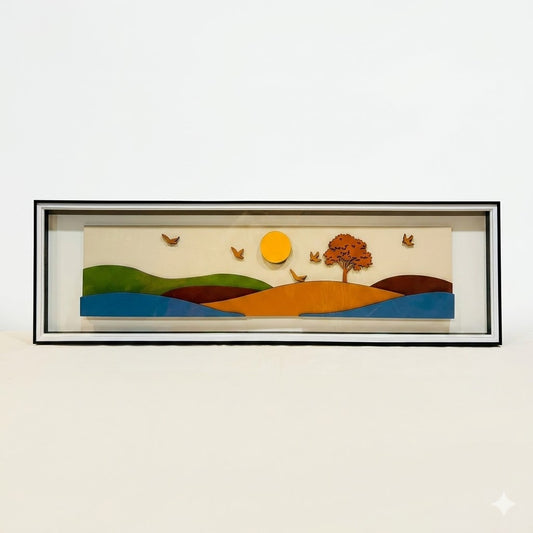 Horizon Harmony Abstract Landscape – Grand 3D Panoramic Glass Frame