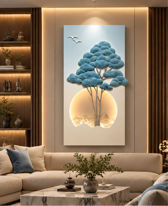 Hand-Etched Copper Elephant Wall Relief with LED Accent