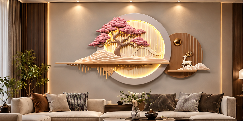 Modern Iron Tree in Starlit Sky Decor Wall Art