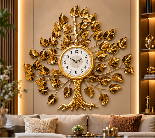 Golden Tree of Life Metal Wall Clock 36 x 33 Inch