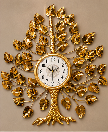 Golden Tree of Life Metal Wall Clock 36 x 33 Inch