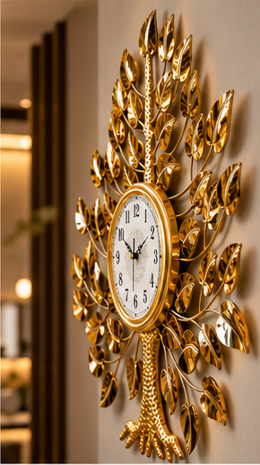 Golden Tree of Life Metal Wall Clock 36 x 33 Inch