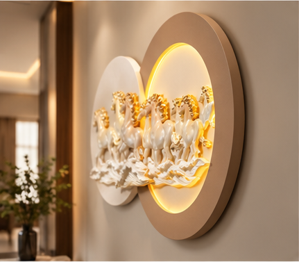 "Dynamic Gallop" 3D 7 Horses Wall Art