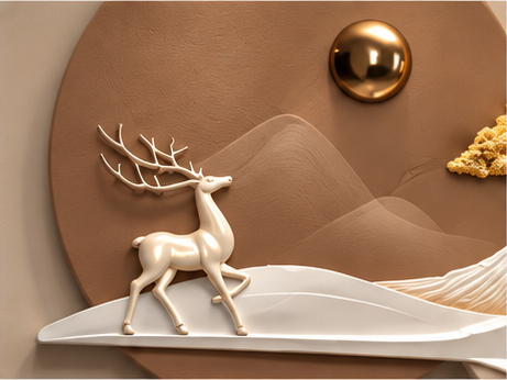 "Golden Serenity" Circular 3D Wall Art with Integrated LED Light