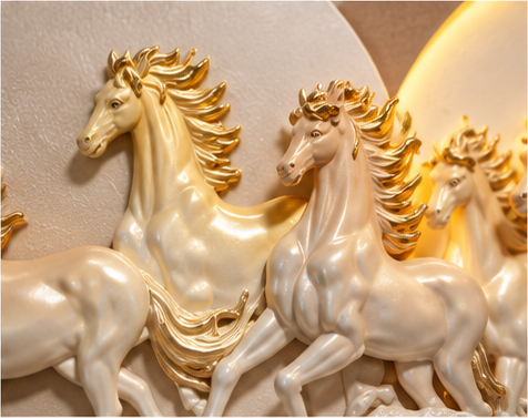 "Dynamic Gallop" 3D 7 Horses Wall Art