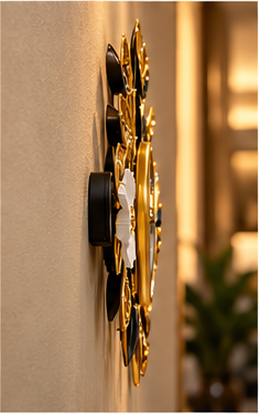 Black & Gold Floral Vine Metal Wall Clock 19 x 44 Inch