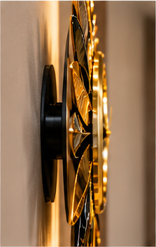 Black & Gold Sunburst Petal Metal Wall Clock 23 x 23 Inch