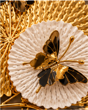 Butterfly & Lotus Disc Metal Wall Clock 21 x 40.5 Inch