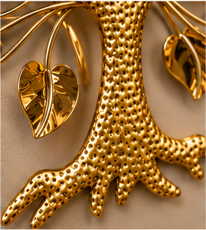 Golden Tree of Life Metal Wall Clock 36 x 33 Inch