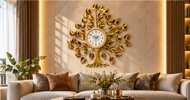 Golden Tree of Life Metal Wall Clock 36 x 33 Inch