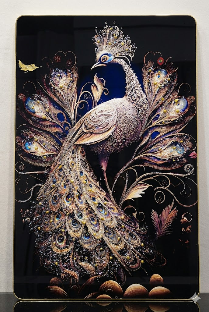 Peacock crystal Wall Art - A Sparkling Masterpiece