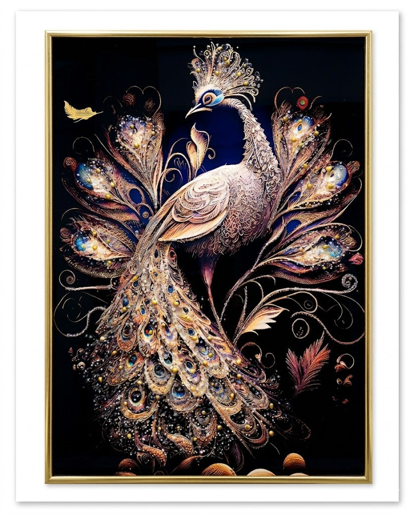 Peacock crystal Wall Art - A Sparkling Masterpiece