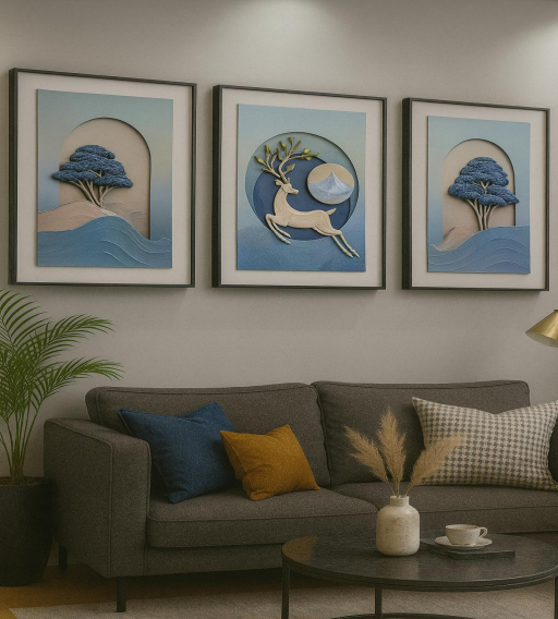 Blue Serenity – 3 Piece Luxury Wall Decor Set