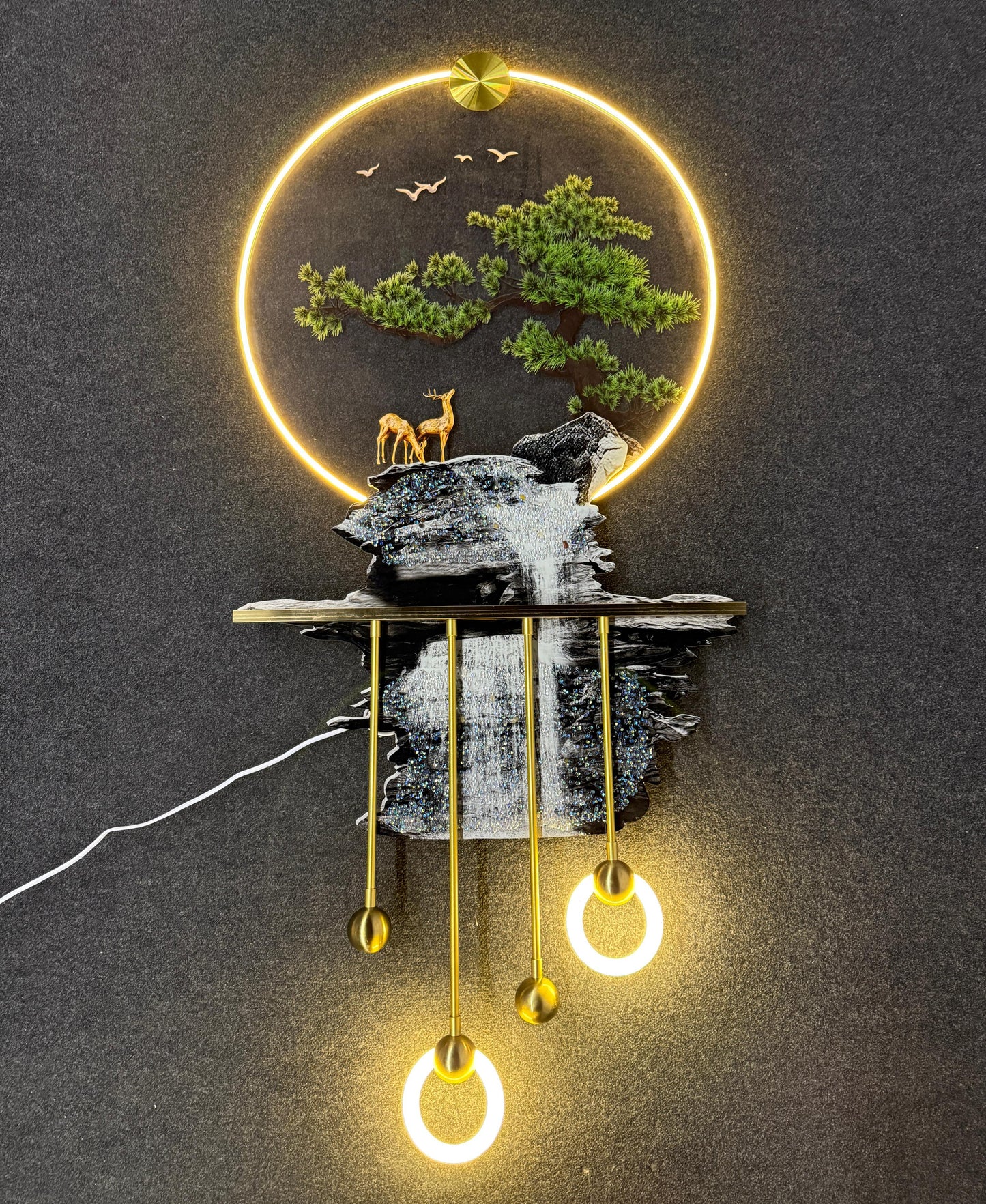 Majestic Waterfall & Prosperity Tree 3D LED Wall Art