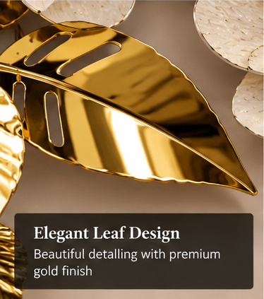 White and gold layered floral metal wall art, 146 x 56 cm - detail view 2