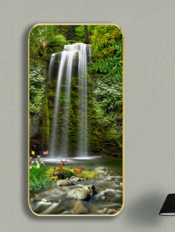 Forest waterfall crystal glass wall art