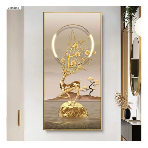 Imported Crystal Painting with PVC Frame | 24 x 36 Inches | Golden Frame | Porcelain Crystal Art