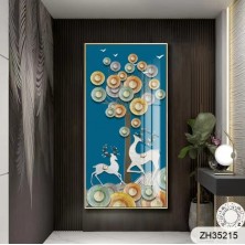 Imported Crystal Painting with PVC Frame | 24 x 36 Inches | Golden Frame | Porcelain Crystal Art