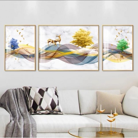 Crystal Painting  Set of 3 with Aluminum Frame 