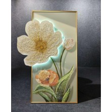 3D Flower with LED Crystal Painting - Aluminum Frame 