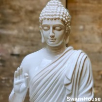 White Marble Finish 15 Inch Buddha Statue 